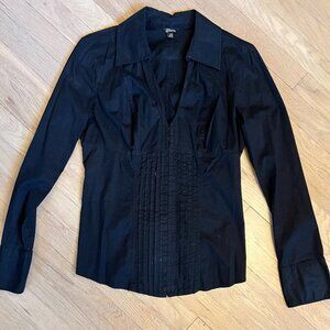 NWOT Guess Black Tuxedo Corset Back V-Neck Shirt Womens L